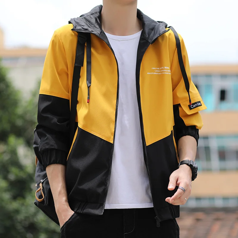 

Мужская хлопковая куртка с отложным воротником, универсальная куртка в стиле хип-хоп, с длинным рукавом, свободного покроя