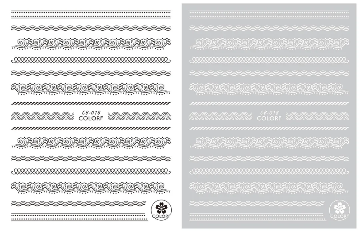 CB11-019 New Style Gold And Silver Black And White DIY3D Nail Sticker Cartoon Lettered Manicure Flower Stickers