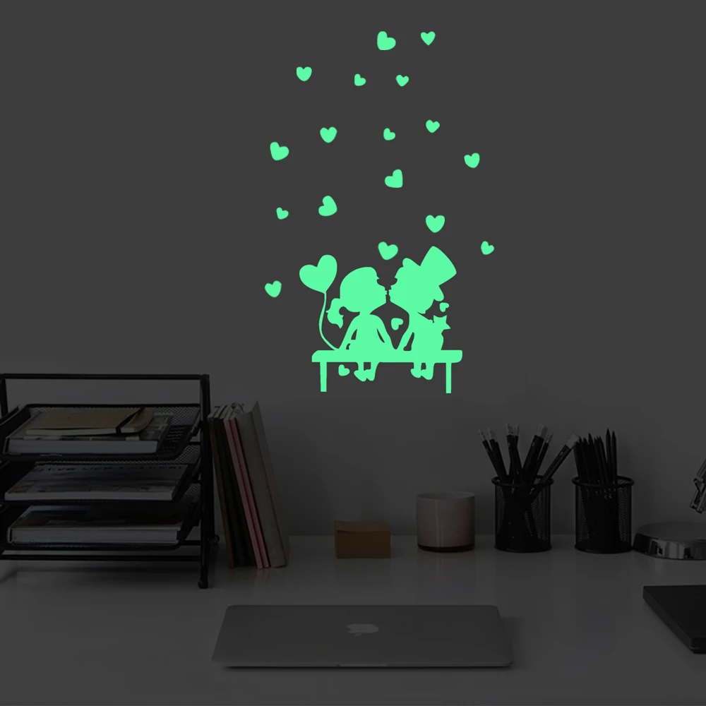 Cartoon Character Love Wall Sticker Glow In The Dark Switch Kids Room