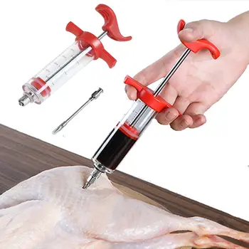 

Stainless Steel Needles Spice Syringe Marinade Injector Flavor Syringe Cooking Meat Poultry Turkey Chicken BBQ Tool