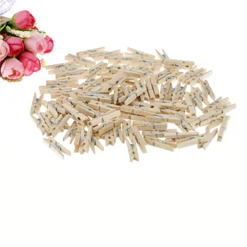 

New 100pcs/lot Very Small Mine Size Mini Natural Wooden Clips For Photo Clips Clothespin Craft Decoration Clips Pegs 3*0.4CM