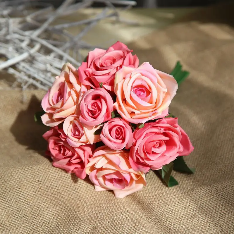 1 букет искусственных роз Свадебный букет невесты Свадебные цветы для свадьбы украшение дома вечерние принадлежности Флорес