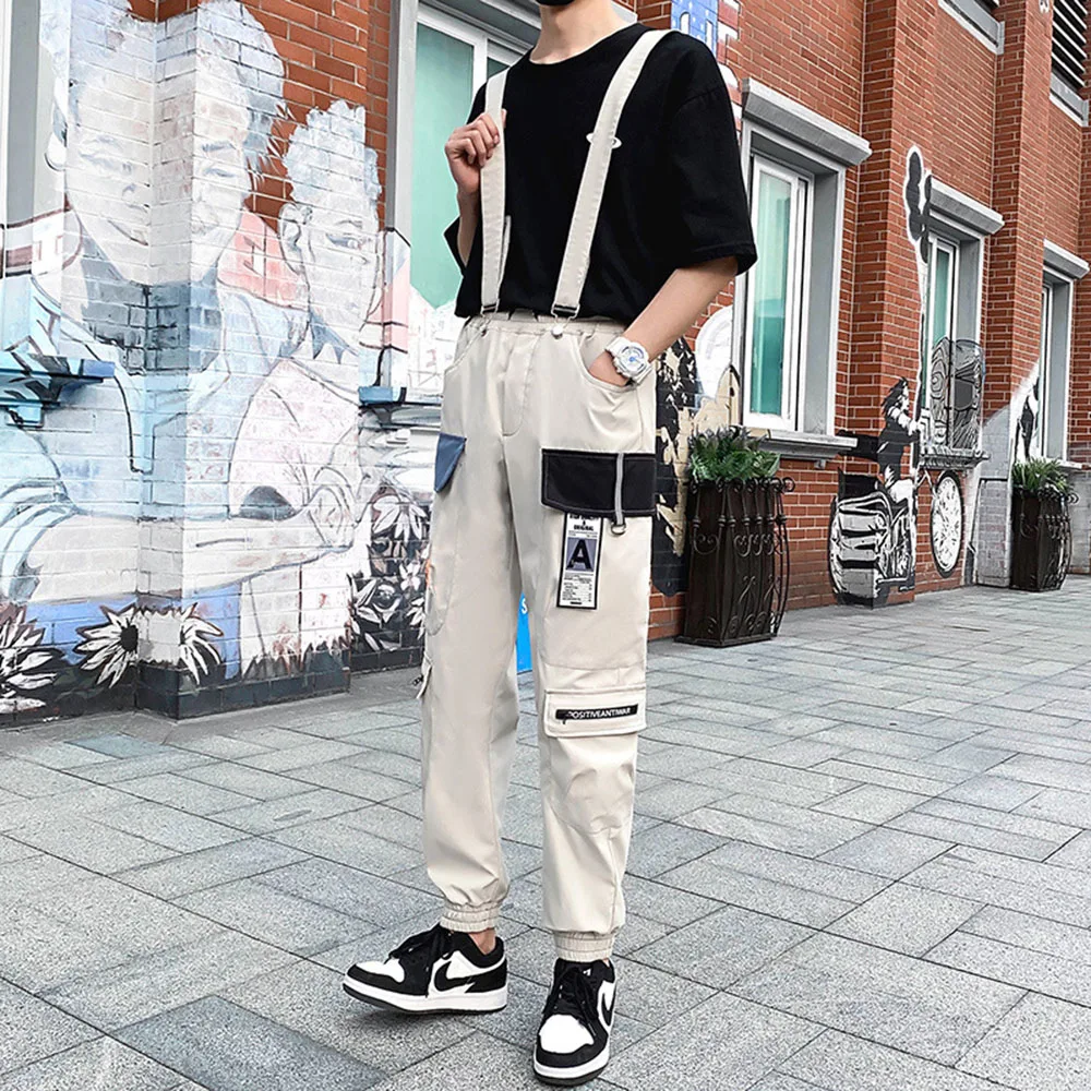 Hot Men Jumpsuits Overalls Youth Runway Slim Fit Street Korean Solid Pants  New