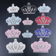 

customized design colorful beaded crystal with hotfix rhinestone crown shaped iron on or glue DIY patches garment accessories