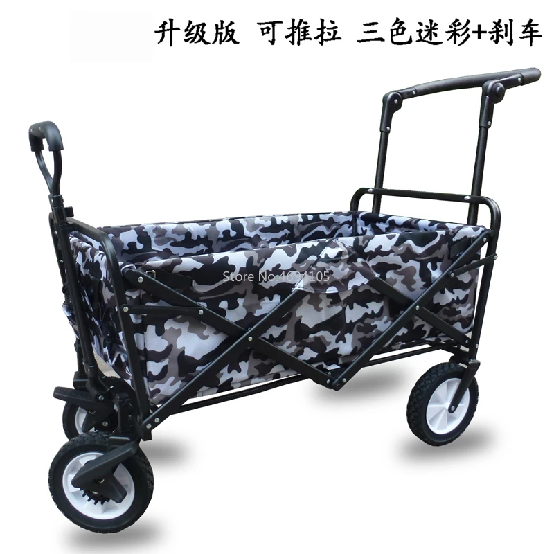 5%Fold Vehicle Portable Small Garden Cart Outdoors Camp Baby Baby Four Wheel Hand Pull A Cart Pull Rod Luggage Cart Household - Цвет: 11