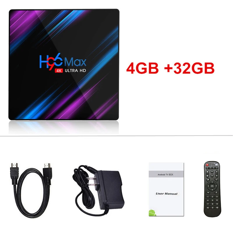 QPLOVE H96 Max 3318 Smart Android ТВ коробка 9,0 OS 2 и 4 Гб оперативной памяти, 16 и 32/64 ГБ Rom с Bluetooth 4,0 с двумя портами USB и Wi-Fi, мультимедийный проигрыватель - Цвет: 4GB 32GB