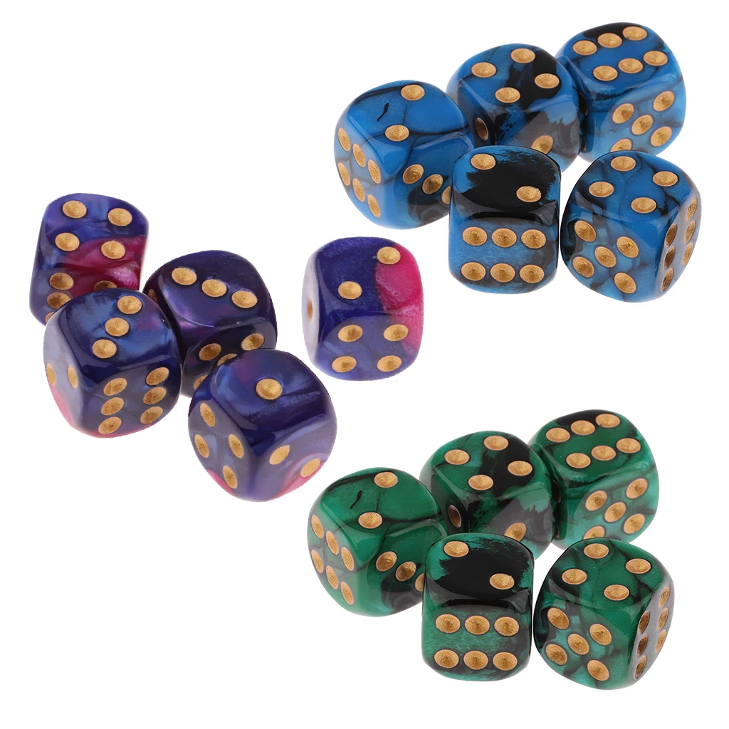 5x6-sided Game Dice 16mm Dice for Board Games and Teaching Math Board Game Dices Party Dices Set 6 Sided 