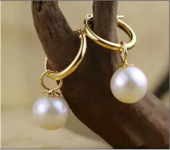 

10-11mm perfect round white Australia south sea pearl dangle earring