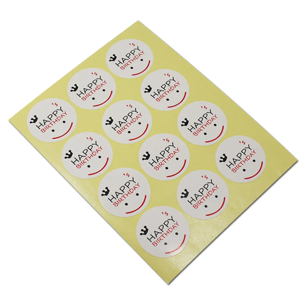 

3cm HAPPY BIRTHDAY Round Smile Design Paper Seal Sticker DIY Gift Labels Cookie Cake Box Sealing Label Paste Party Decoration