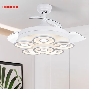 

42'' Remote Control Retractable Blade Ceiling Fan Classic with Light LED 3 Color Ventilador De Techo Con Luz Smart 110v 220v