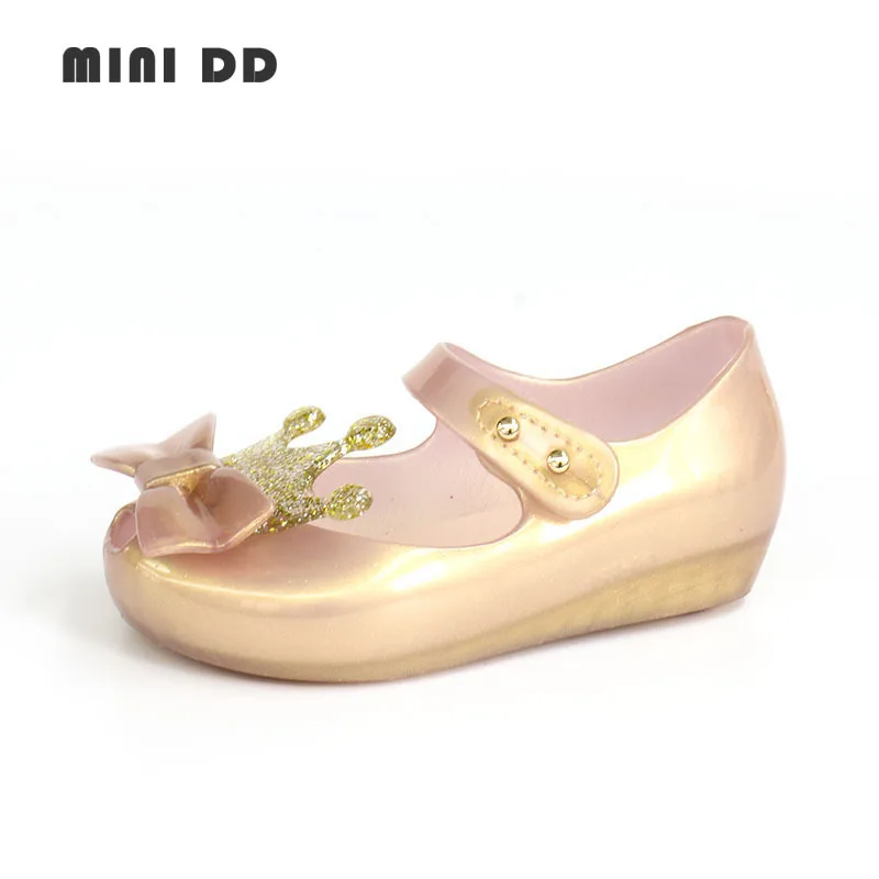 Сандалии для девочек с бантиком и короной на весну лето 2020 Прозрачная обувь