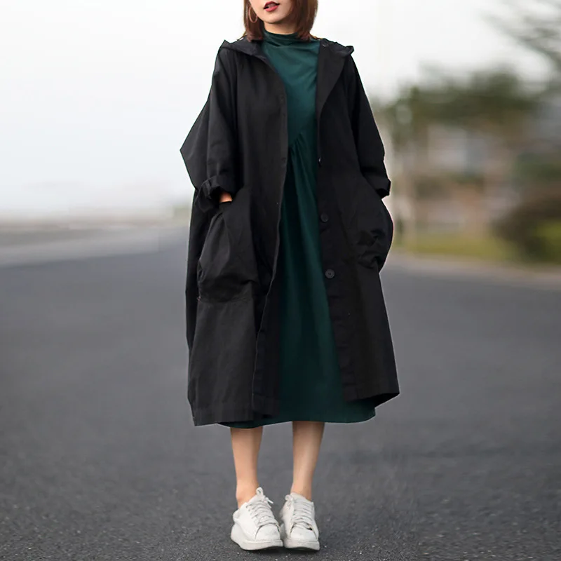 Max LuLu New Korean Fashion Style Womens Casual Windbreakers Ladies Long Vintage Trenches Female Loose Hooded Clothes Plus Size