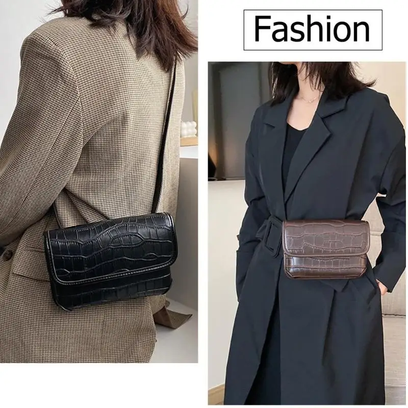 Crocodile PU Leather Shoulder Bag Waist Fanny Pack Women Retro Crossbody Chest Bags Classic Multi-function Phone Pouch Sac A Dos