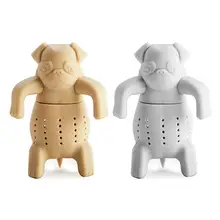 Прекрасный Мопс пищевой силиконовый ситечко для заварки листьев чая травяной фильтр для специй