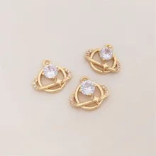 

14K Gold Filled Inlaid zircon planet pendant Handmade DIY bracelet necklace earhang pendant head accessories