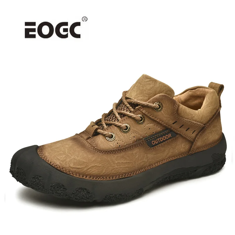 

High Quality Outdoor Men Shoes Plus Size Natural Leather Casual Shoes Men Non-slip Resistant Walking Flats Shoes Zapatos Hombre