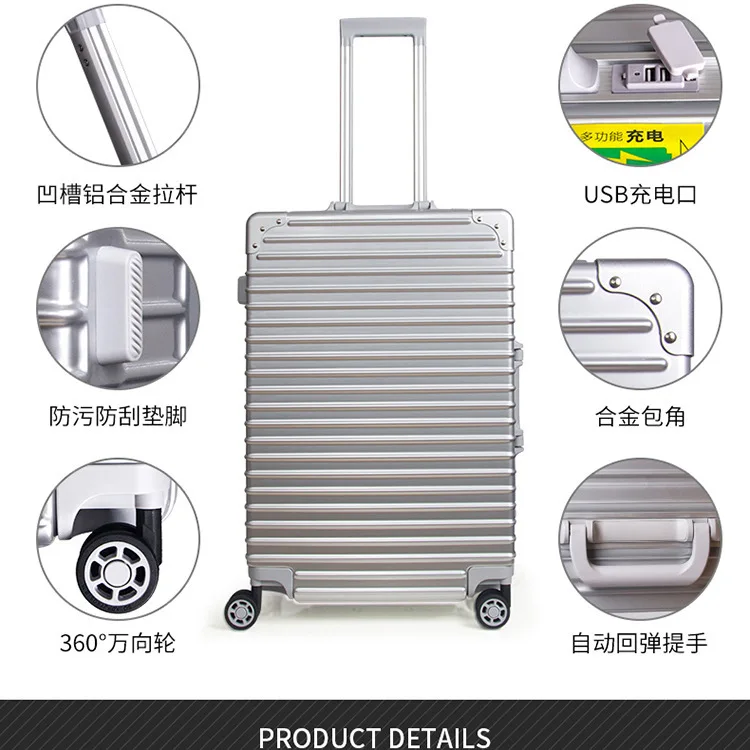 

Smart Charging Travel Lugguge with USB Port Bar Boarding Bag Korean-style Scratch-Resistant nai mo pc Universal Wheel Luggage