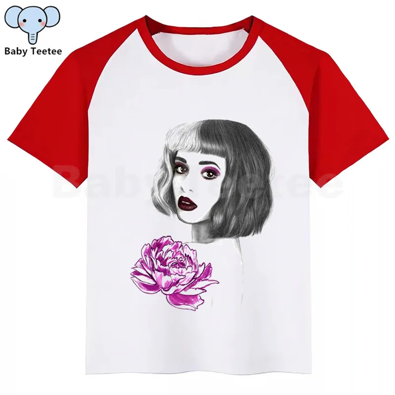 Melanie Martinez/футболка для маленьких девочек летние повседневные футболки с короткими рукавами для мальчиков детские модные топы, летняя футболка для девочек - Цвет: RedE