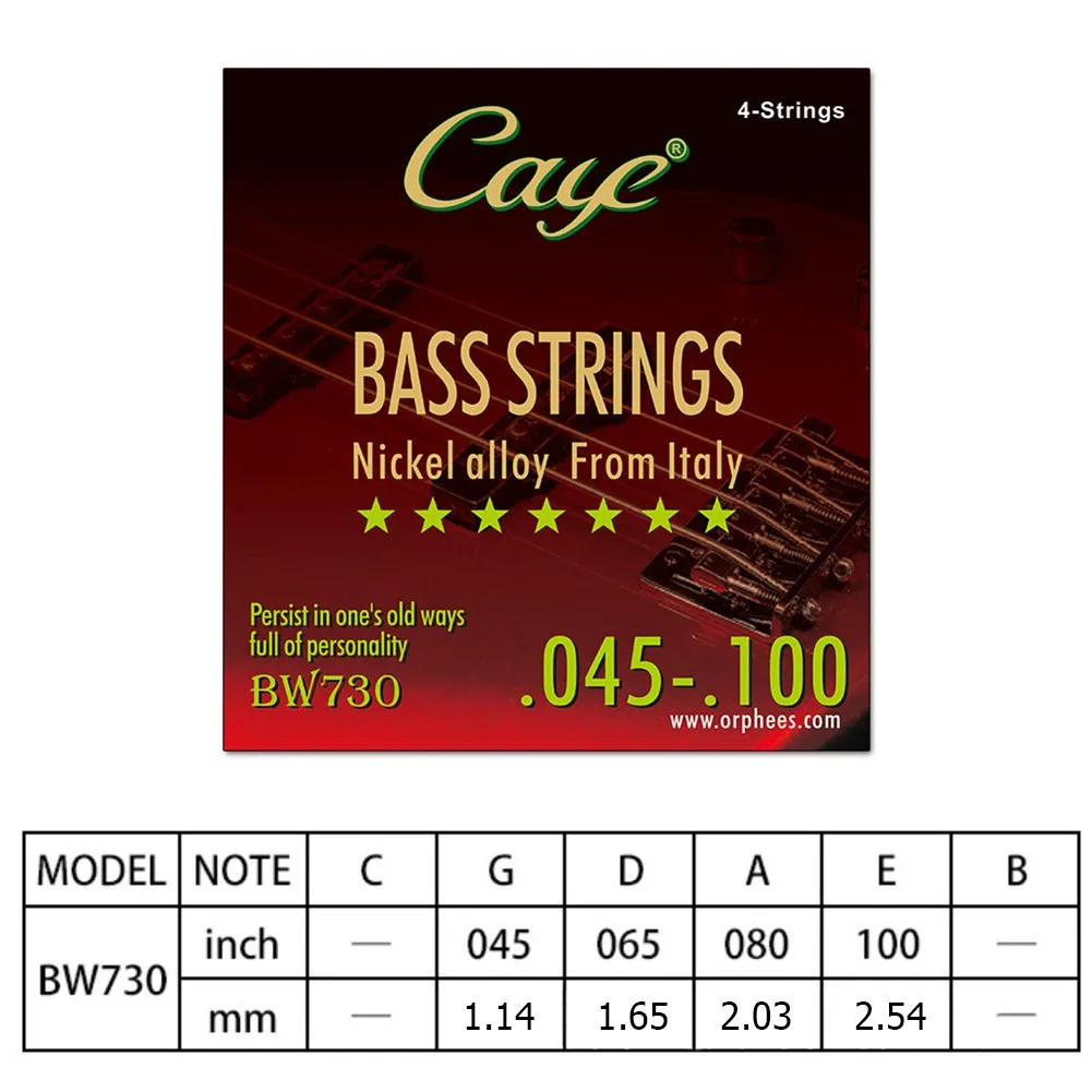 

1 Set CAYE Electric Bass Strings 4/5/6pcs String Gauge .045-100 .040-125 .030-125 Nickel Alloy Wound Inner Wiring Musical