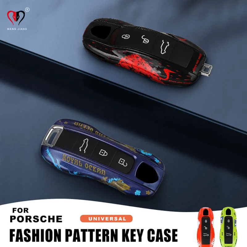 For Porsche Macan Panamera Cayenne 911 718 9YA 971 Key Case Bag Shell Hot Pattern Cover Cap Protector Car Accessories KeyCase