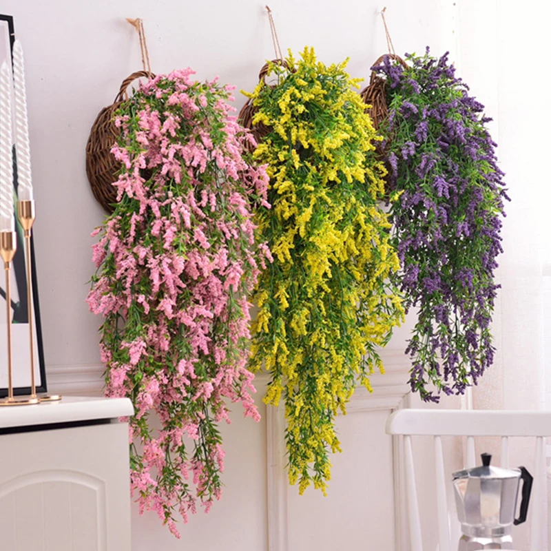 Wedding Wreath Decoration Fake Plants Vine Flower Garland Artificial Lavender 