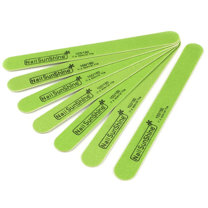 10pcs/lot Green Sandpaper Nail File 100/150 Wooden Nail Buffer Sanding