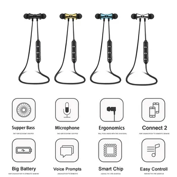 

Magnetic attraction Bluetooth Earphone Headset waterproof sports 4.2 with Charging Cable Young Earphone Build-in Mic
