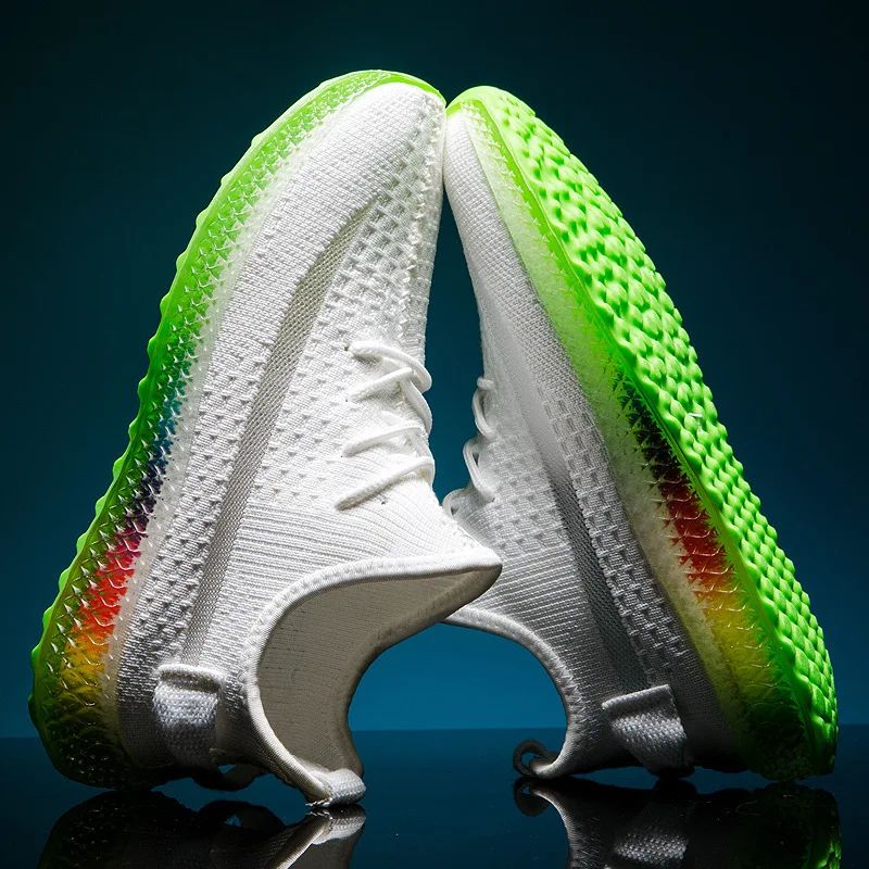 

2019 MEN'S SHOES Summer New Style 4D skittles di Coconut Shoes Breathable Fly Woven Sports Footwear Fish Screen Surface Trendy S