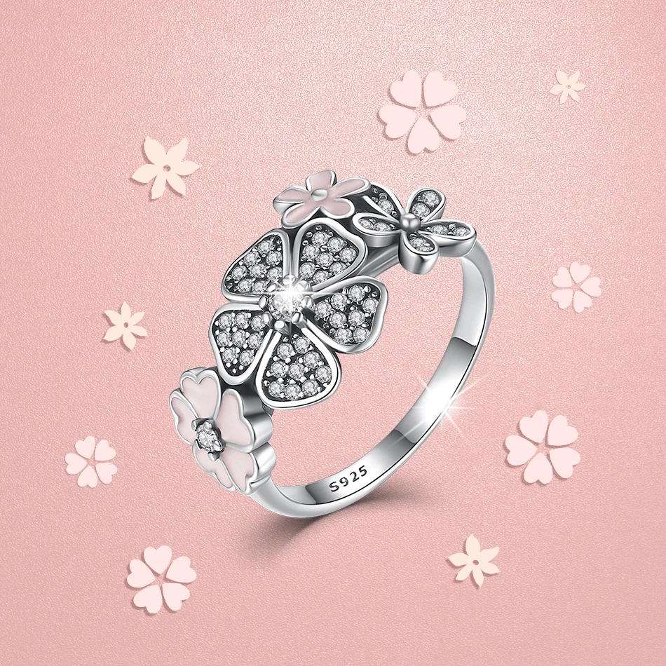 Кольцо с цветами из серебра 925
