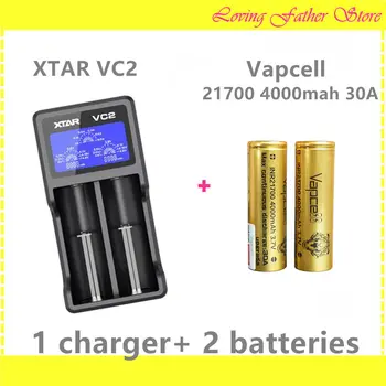 

2 pcs VAPCELL21700 4000mah tiger rechargeable batteries and 1 pcs XTAR VC2 lithium 2 slots rechargeable battery charger