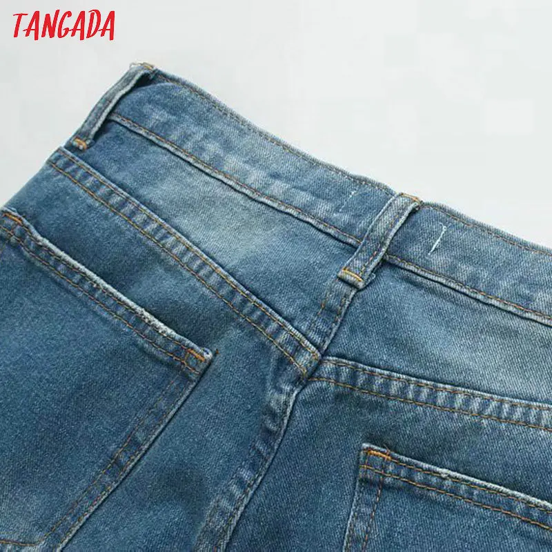 Tangada, женские джинсовые рваные брюки-карандаш с высокой талией, джинсы, японская мода, женские повседневные винтажные джинсы 4M54