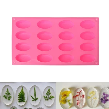 

JAVRICK Oval Silicone Mold DIY Resin Jewelry Pendant Necklace Pendant Lanugo 16 Holes Cake Soap Jewelry Mould