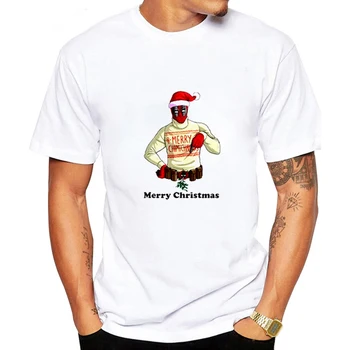 

LUSLOS Funny Men T Shirt Christmas Deadpool T-shirt Plus Size White Man Tshirt Streetwear Hip Hop Tops Tees camiseta hombre