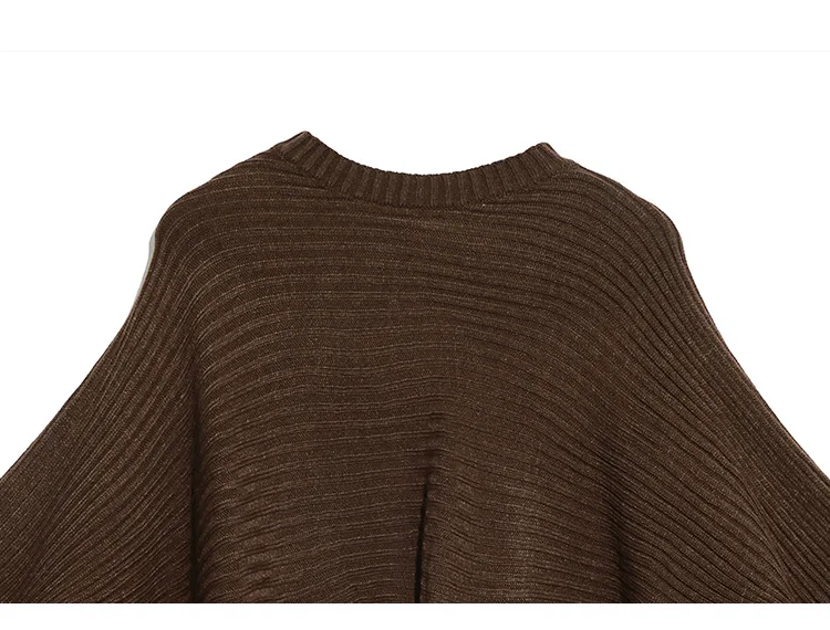 Новинка, корейский стиль, женский зимний Повседневный коричневый и черный вязаный свитер, рукав летучая мышь, Женский обтягивающий свитер большого размера, джемпер J266