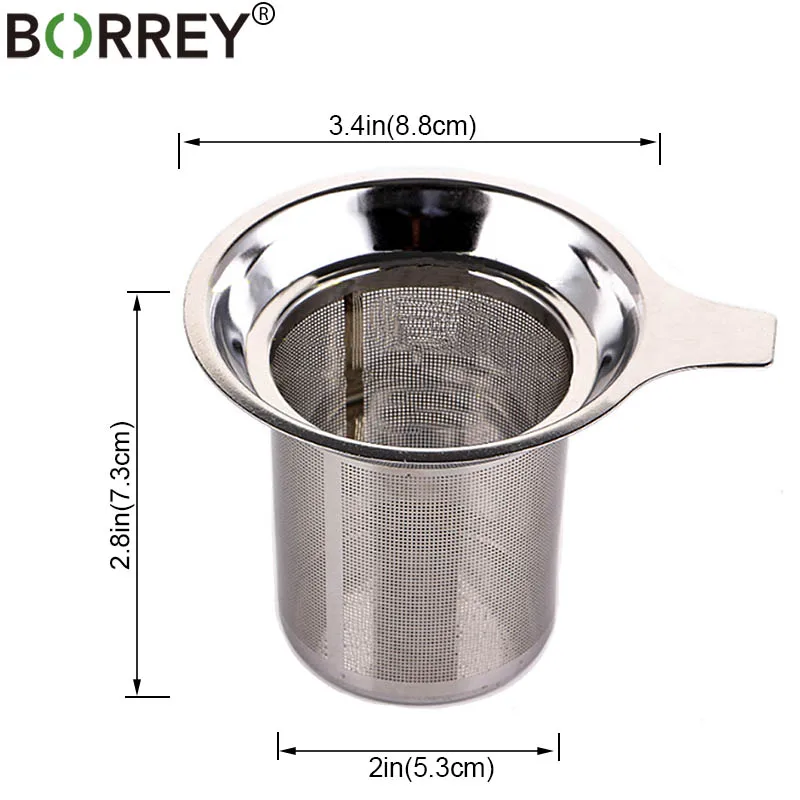 BORREY 304 фильтр для заварки чая из нержавеющей стали фильтр для кофе сетчатый фильтр для чая кружка чайник фильтр многоразовый стальной чайный сетчатый гаджет