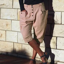 LASPERAL льняные летние брюки женские укороченные брюки Капри с эластичным поясом Свободные повседневные милые льняные брюки новые летние брюки