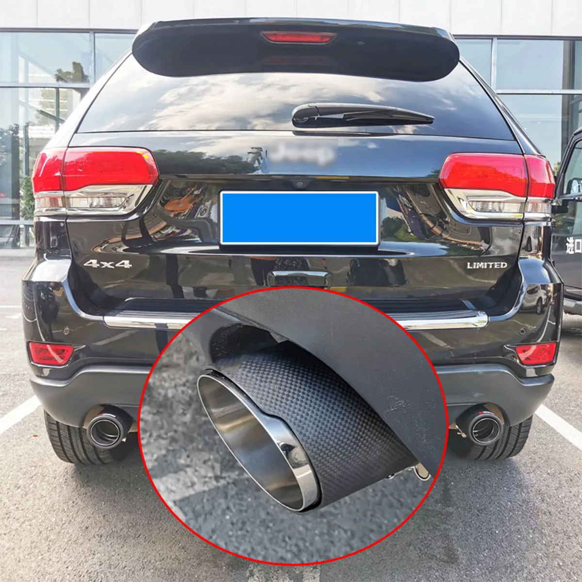 High Grade Carbon Fiber+Stainless Steel Tail Exhaust Pipe Straight Muffler Edge End Tips Fit For Jeep Grand Cherokee 2011-