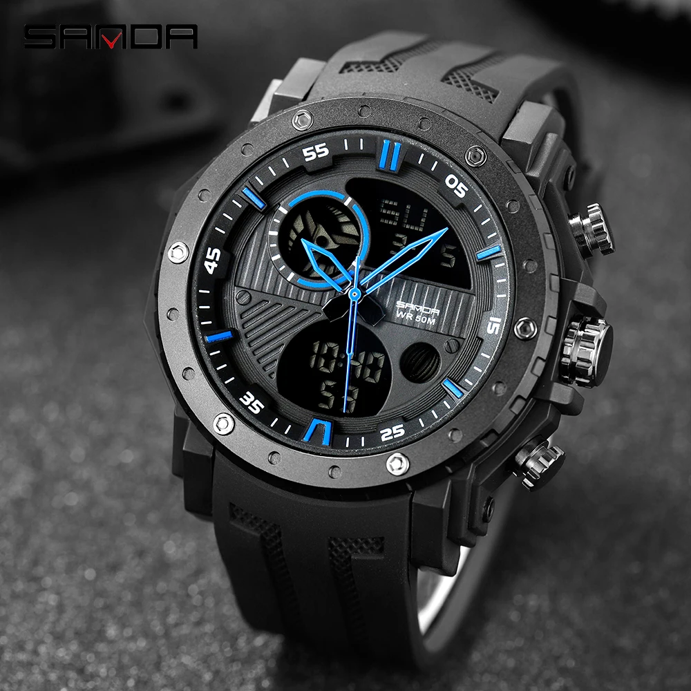 

SANDA Brand Men Digital Watch Shock Military Sports Quartz Watches Fashion Waterproof Electronic Wristwatch Mens reloj hombre