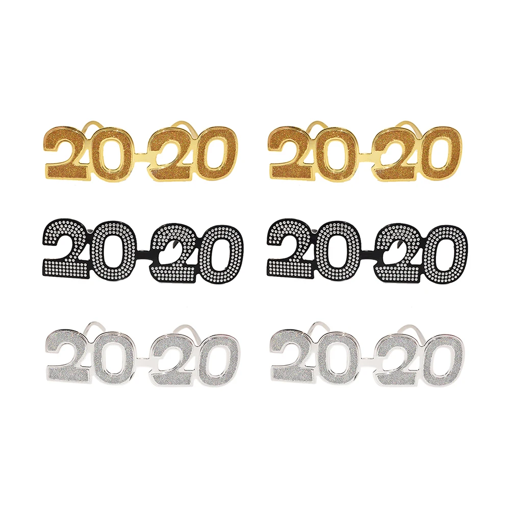 6 pairs of 2020 glasses flash 2020 digital glasses new year fun novel glasses 2020 new year gifts graduation party supplies