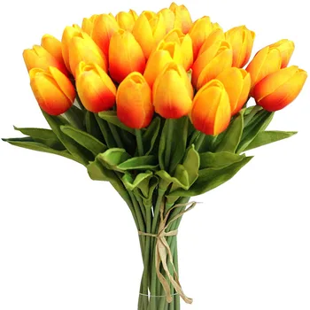

10pcs Fake Tulip Artificial Flower Bouquet PU For Home Decoration High Quality Handmade White Tulip Flowers Wedding Garden Decor