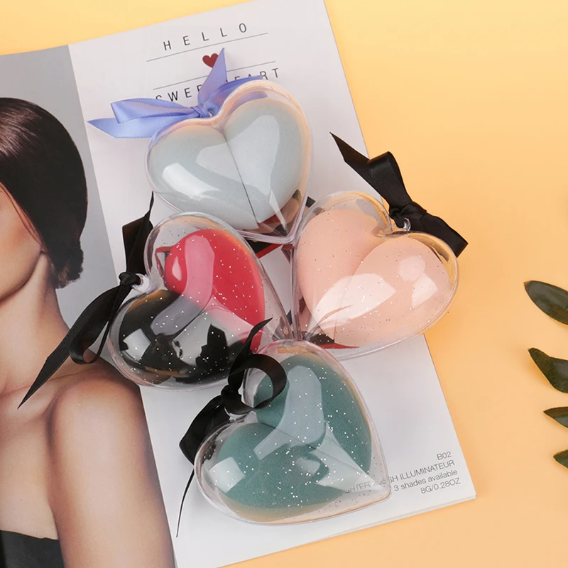 2pcs Heart-shaped Makeup Puff Wet And Dry Beauty Makeup Egg Makeup Puff Sponge Puff Makeup Tool