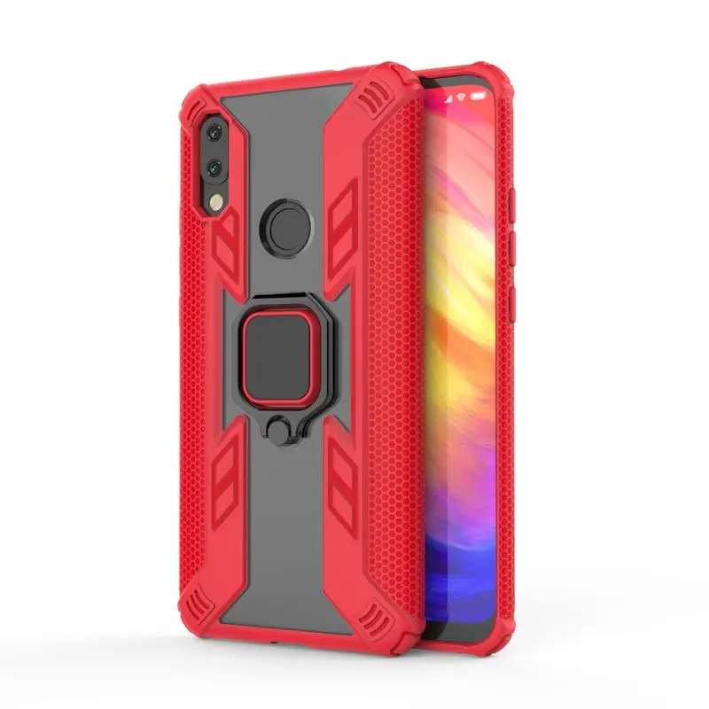 

Xiaomi Redmi 7 Case Magnetic Metal Ring Phone Case For Redmi 7 Y3 Soft Silicon + Hard PC Armor Heavy Duty Protection Cases 6.26"