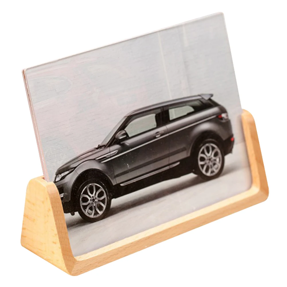 Best 6 7inch Modern Fashion European Style Stand Photo Frame Office Acrylic Holder U shaped Desktop Decorations Home Wooden Picture