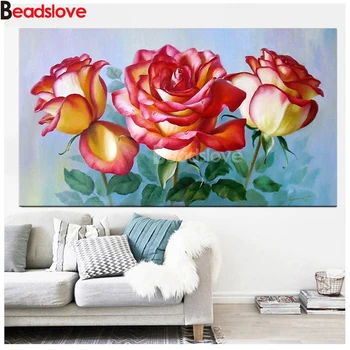 

large size red rose Full square round diamond painting flowers diamond embroidery 5D rhinestone mosaic diamond home decor,
