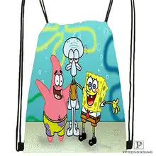 На заказ bob-esponja-походная сумка на шнурке милый рюкзак для детей(черная спинка) 31x40 см#180611-01-18