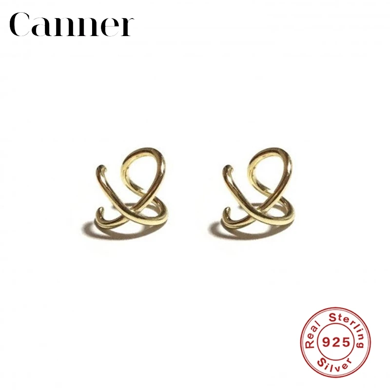 

925 Sterling Silver Ear Clip Men Women Simple Personality Double-layer no ear hole Couple Ear Buckle Ear Jewelry