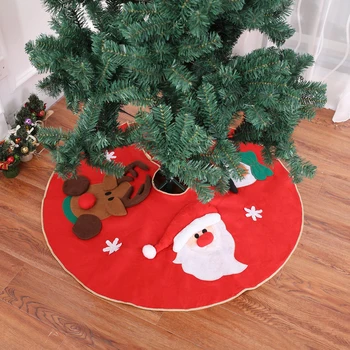

100cm Christmas Tree Skirt Floor Mat Cover Xmas Party Decor Double Non-woven Fabric Christmas Tree Skirt