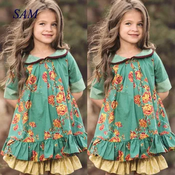 

2020 children's ins doll collar clothing girls british style retro dress princess flower party for kids dresses