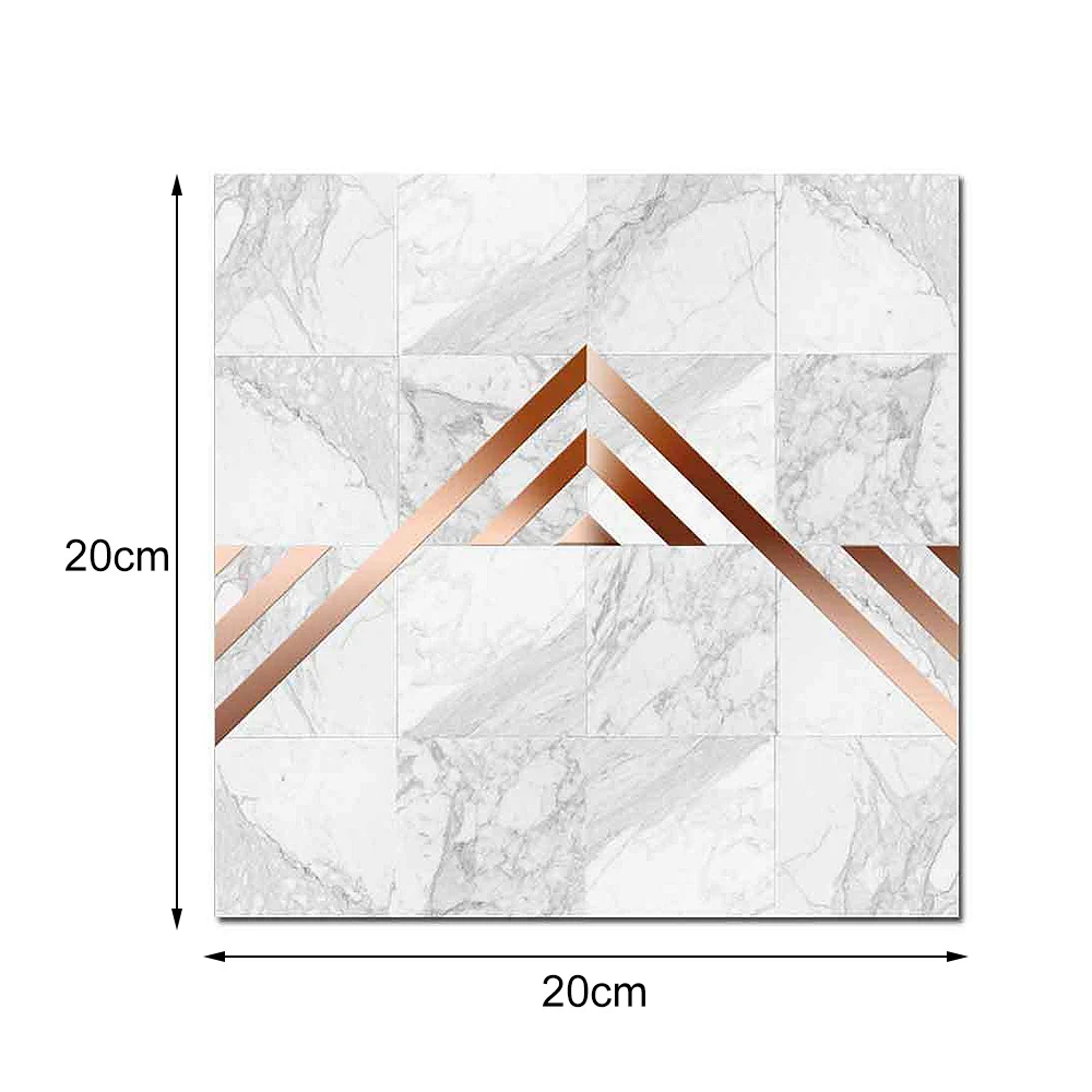 

20*20cm Geometric Metal Texture Line Tile Stickers Waterproof Wear-Resistant Marble Light Floor Stickers Matte Stickers New