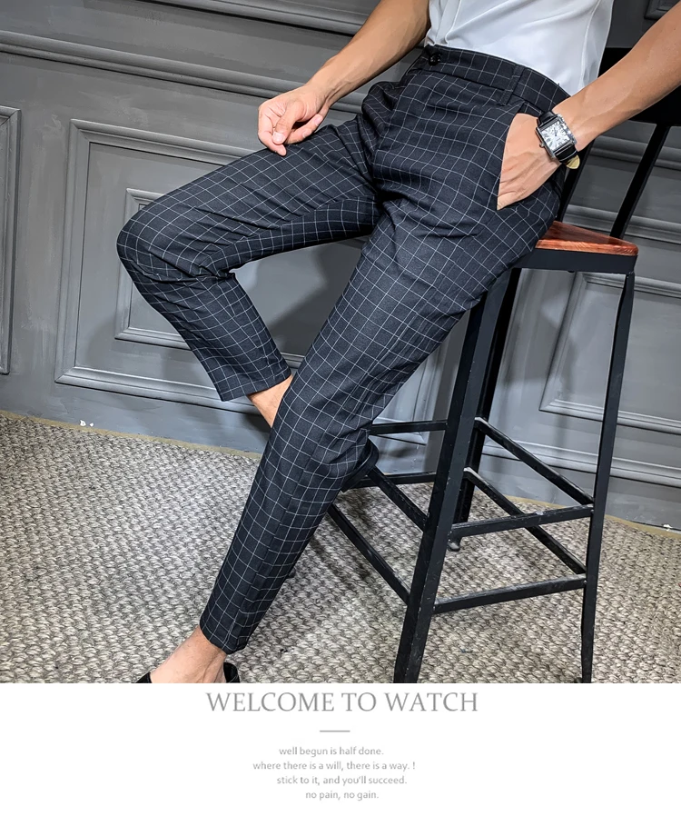 Весенние новые модные брюки мужские деловые повседневные Прямые брюки от костюма мужские брюки Slim Fit повседневные брюки серый черный
